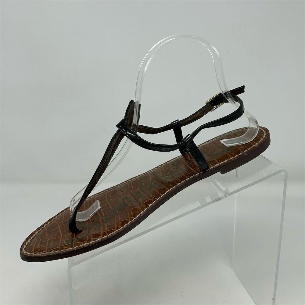 Sam Edelman Gigi Black Faux Leather Thong Sandals Size 10.5 Casual Summer - Picture 3 of 12